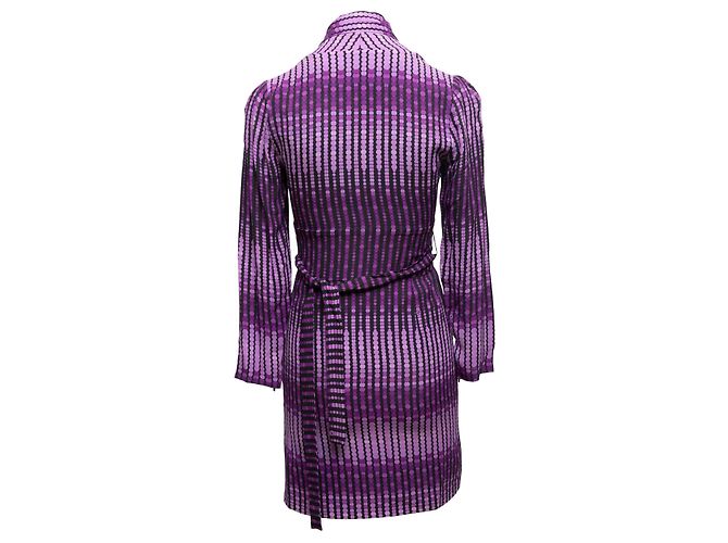 Set con abito a maniche lunghe e sciarpa in seta con stampa a pois viola Gucci Taglia US S - vista 3