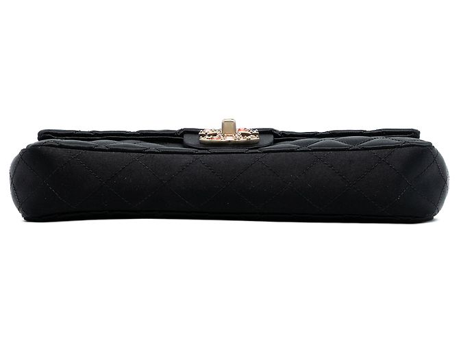 Borsa a tracolla Chanel Quilted Satin Precious Jewel East West Nera Nero - vista 3