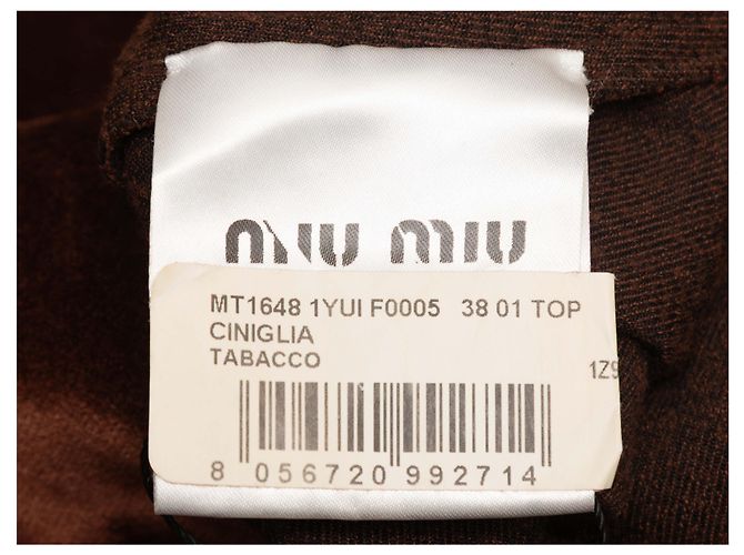 Brauner Miu Miu Rollkragenpullover aus Velours Größe US S - Ansicht 4