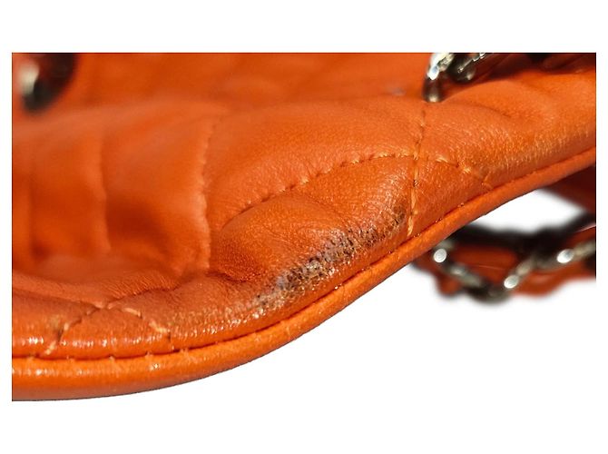 Borsa a tracolla Chanel Mini Rectangular Classic in agnello arancione con patta singola - vista 10