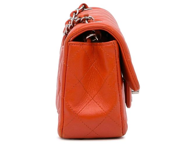 Borsa a tracolla Chanel Mini Rectangular Classic in agnello arancione con patta singola - vista 3