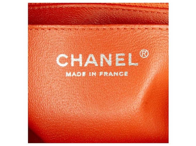 Borsa a tracolla Chanel Mini Rectangular Classic in agnello arancione con patta singola - vista 7