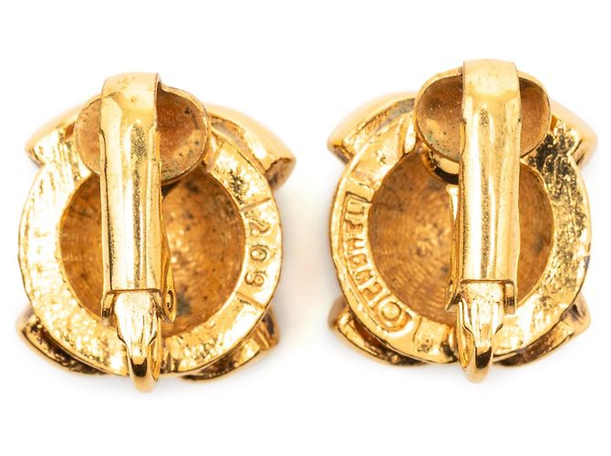 Orecchini a cerchio Chanel CC placcati oro D'oro - vista 2