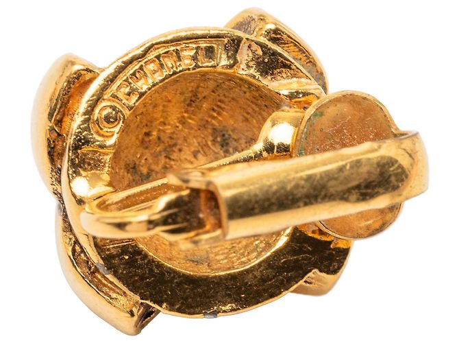 Orecchini a cerchio Chanel CC placcati oro D'oro - vista 3
