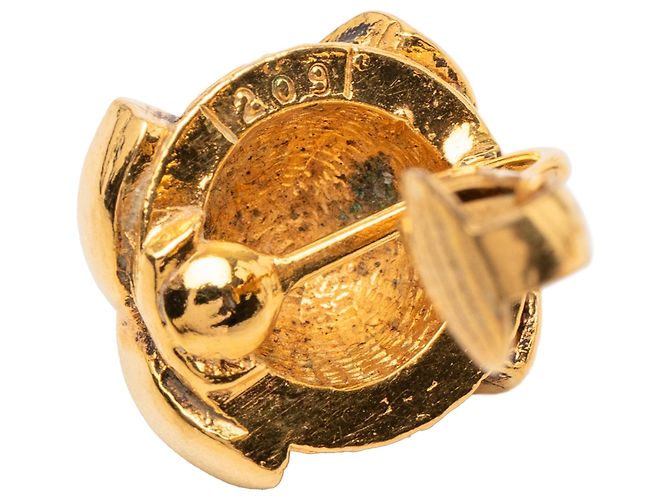 Orecchini a cerchio Chanel CC placcati oro D'oro - vista 4