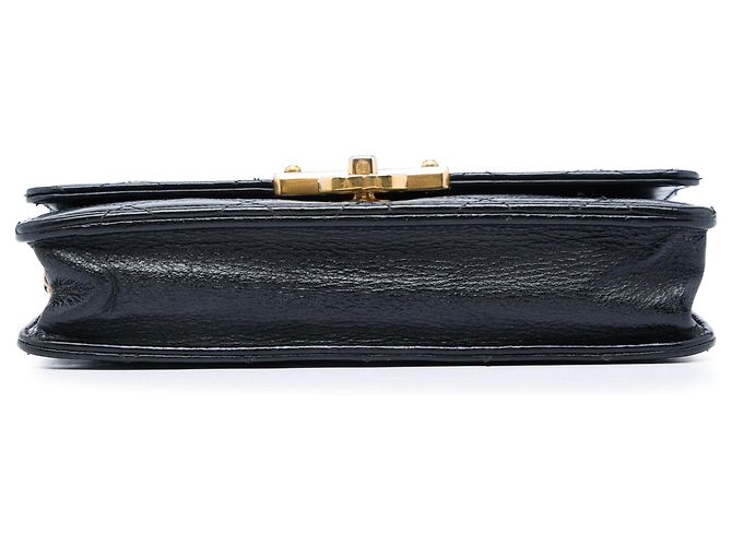 Wallet On Chain Bolsa transversal de corrente e carteira em pele de cabra acolchoada preta com CC dourado Chanel Preto - vista 3