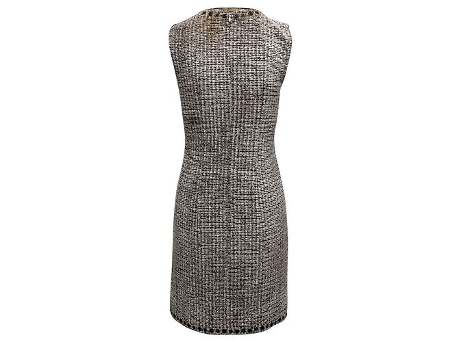 Ärmelloses Chanel Bouclé-Strickkleid in Schwarz & Weiß Größe FR 36 - Ansicht 4
