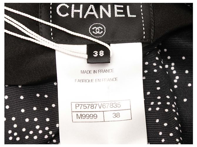Gonna maxi in seta con stampa logo Chanel e camelia bianco e nero Taglia FR 38 - vista 4