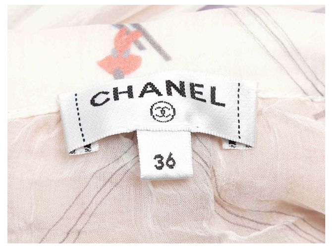 Chanel Maxirock aus Seide mit Ski-Print in Weiß & Multicolor Größe FR 36 - Ansicht 5