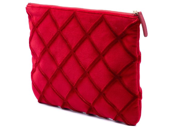 Chanel Medium CC gesteppte Samt-Clutch in Rot - Ansicht 2