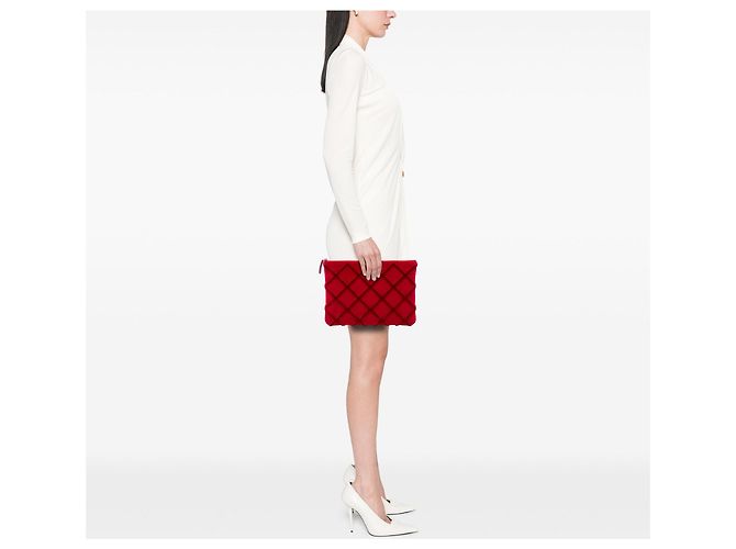 Chanel Medium CC gesteppte Samt-Clutch in Rot - Ansicht 6