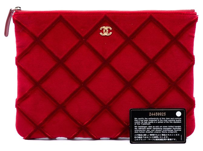 Chanel Medium CC gesteppte Samt-Clutch in Rot - Ansicht 7