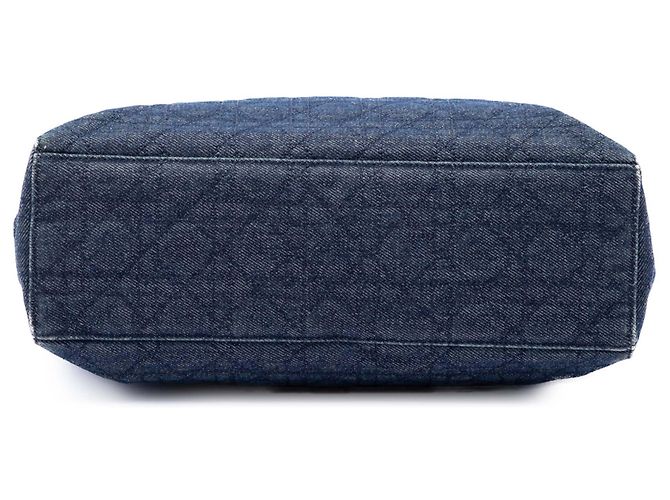 Borsa Lady Dior Large in denim blu cannage - vista 3