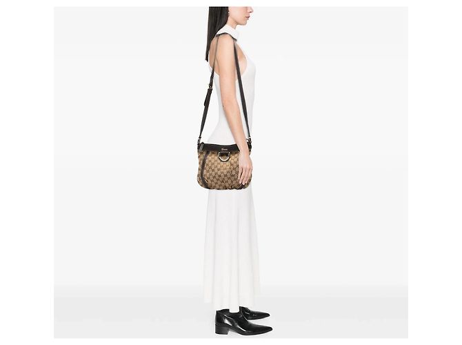 Borsa a tracolla Abbey D Ring in tela GG Gucci marrone - vista 7