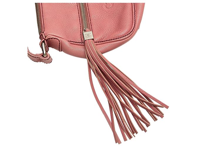 Borsa a tracolla Chanel LAX in pelle di vitello rosa con tasca frontale - vista 10