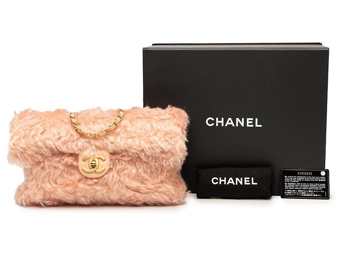 Clutch Chanel CC Fantasy de pelo rosa con cadena - vista 8