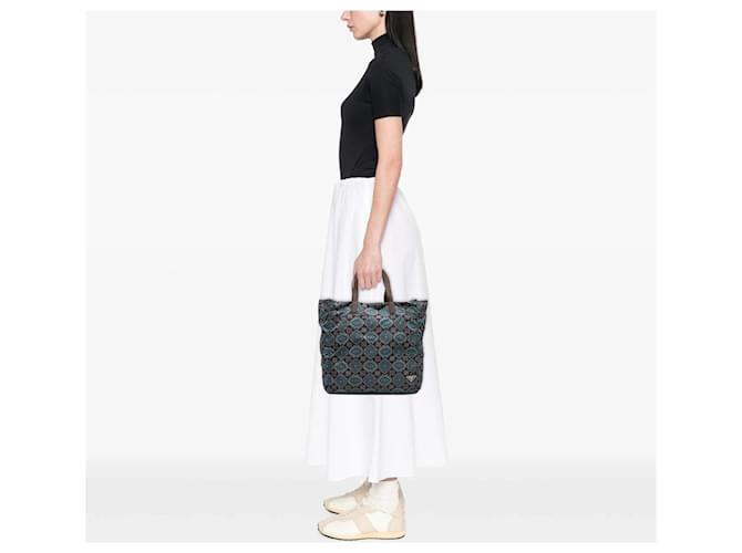 Tote Prada Tessuto Stampato blu - vista 11