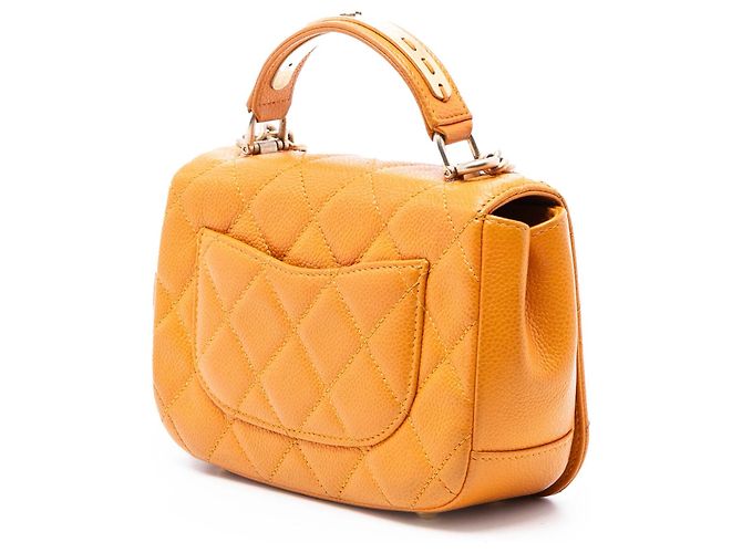 Borsa Chanel Mini Quilted Caviar Orange Carry Around Flap Satchel Arancione - vista 2