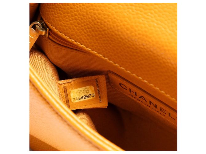 Borsa Chanel Mini Quilted Caviar Orange Carry Around Flap Satchel Arancione - vista 6