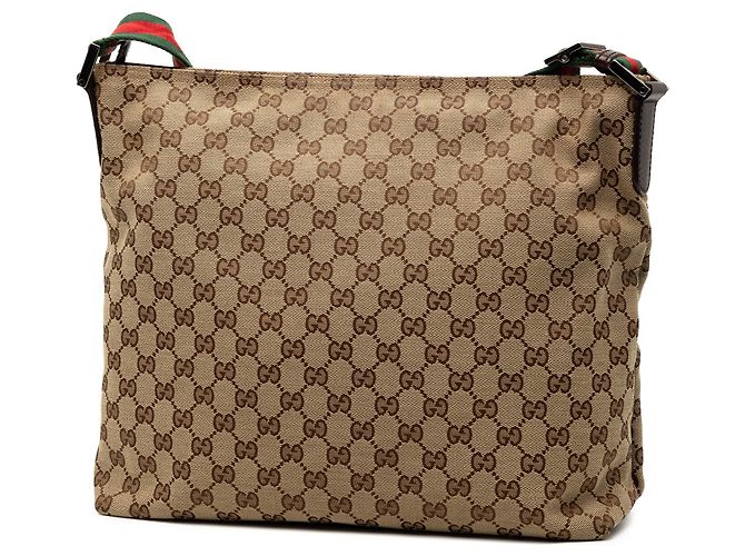 Borsa a tracolla Gucci GG Canvas Web color Tan Cammello - vista 2