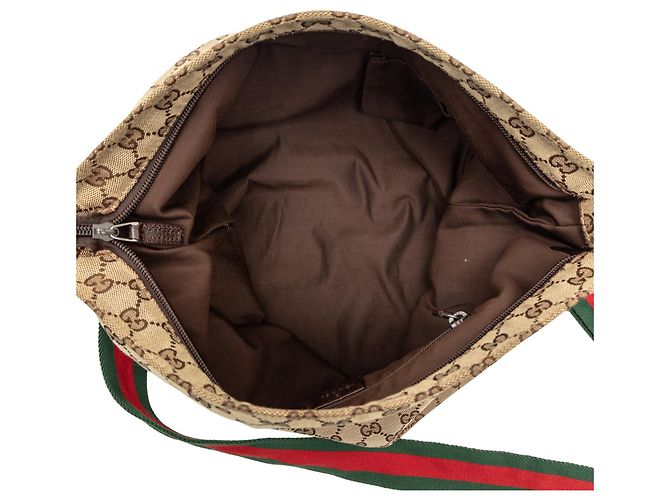 Borsa a tracolla Gucci GG Canvas Web color Tan Cammello - vista 4