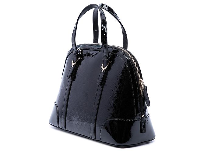 Piccola borsa Gucci Black Microguccissima in vernice Nero - vista 2