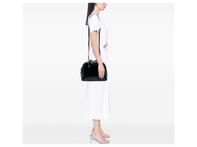 Piccola borsa Gucci Black Microguccissima in vernice Nero - vista 6