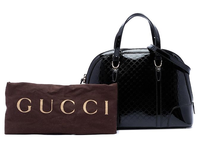 Piccola borsa Gucci Black Microguccissima in vernice Nero - vista 7