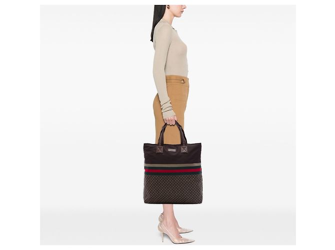 Tote Gucci Diamante Nylon Web marrone - vista 7