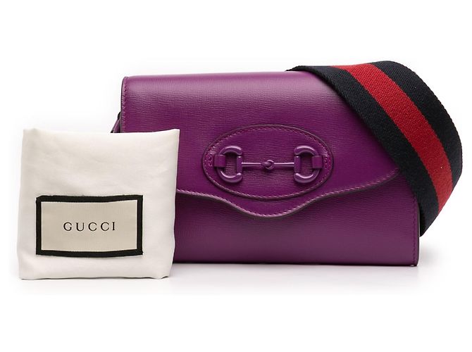 Borsa a tracolla Gucci Mini Leather Horsebit 1955 Web viola Porpora - vista 10