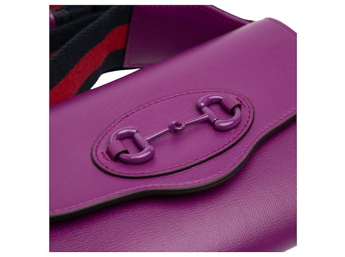 Borsa a tracolla Gucci Mini Leather Horsebit 1955 Web viola Porpora - vista 7