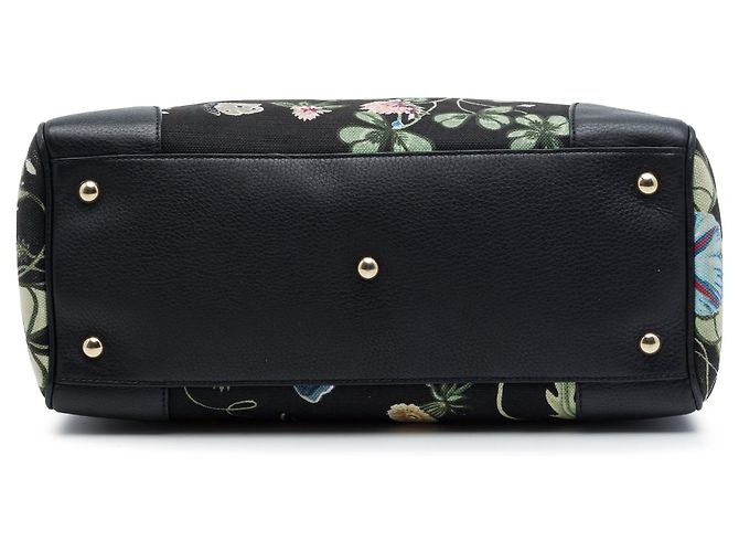 Borsa Gucci Medium Canvas Flora Knight Bamboo Shopper nera Nero - vista 3