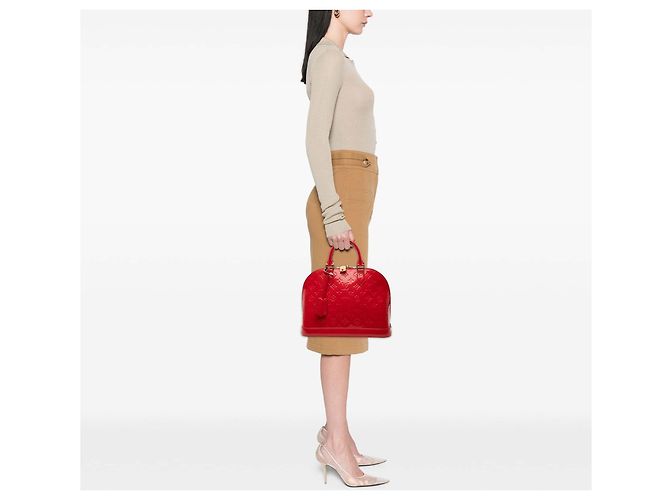 Borsa Louis Vuitton Monogram Vernis Alma PM Rossa Rosso - vista 8