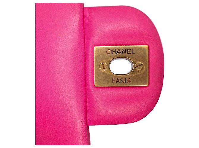 Mini borsa a tracolla Chanel Rectangular Classic Chevron in agnello rosa con patta singola - vista 10