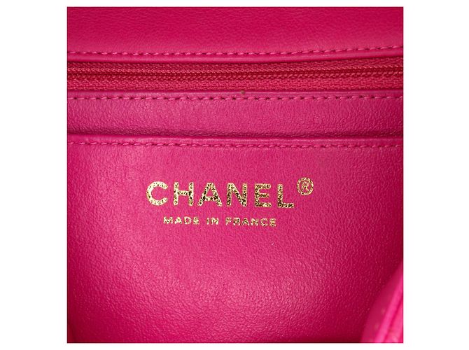 Mini borsa a tracolla Chanel Rectangular Classic Chevron in agnello rosa con patta singola - vista 5