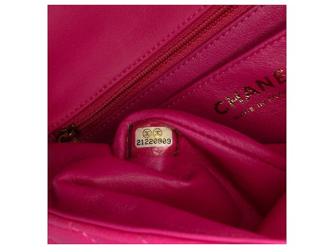Mini borsa a tracolla Chanel Rectangular Classic Chevron in agnello rosa con patta singola - vista 6