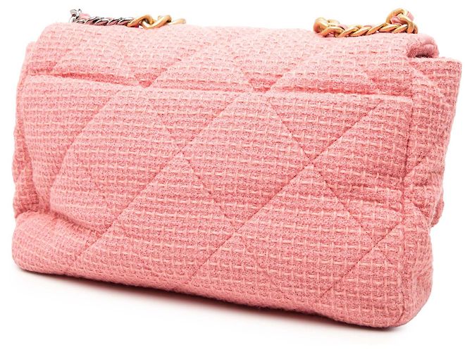 Borsa Chanel Maxi Tweed 19 Flap Rosa - vista 2