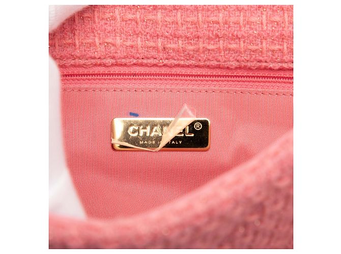 Borsa Chanel Maxi Tweed 19 Flap Rosa - vista 5
