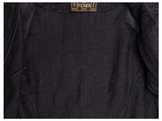 Vintage Schwarzer Fendi Jeans Baumwoll-Zucca-Blazer Größe IT 46 - Ansicht 7