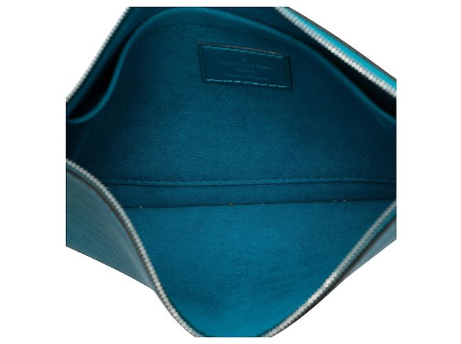 Pochette Louis Vuitton Epi Neverfull blu - vista 4