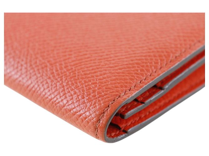 Cartera Hermès Epsom Bearn Soufflet Naranja - vista 10