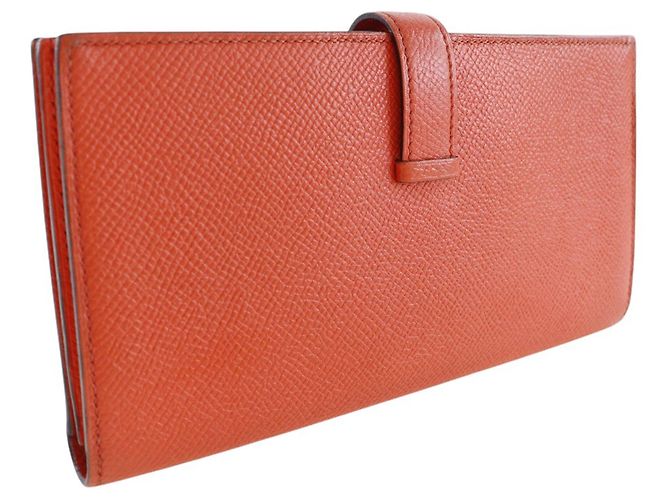 Cartera Hermès Epsom Bearn Soufflet Naranja - vista 2