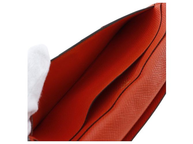 Cartera Hermès Epsom Bearn Soufflet Naranja - vista 6