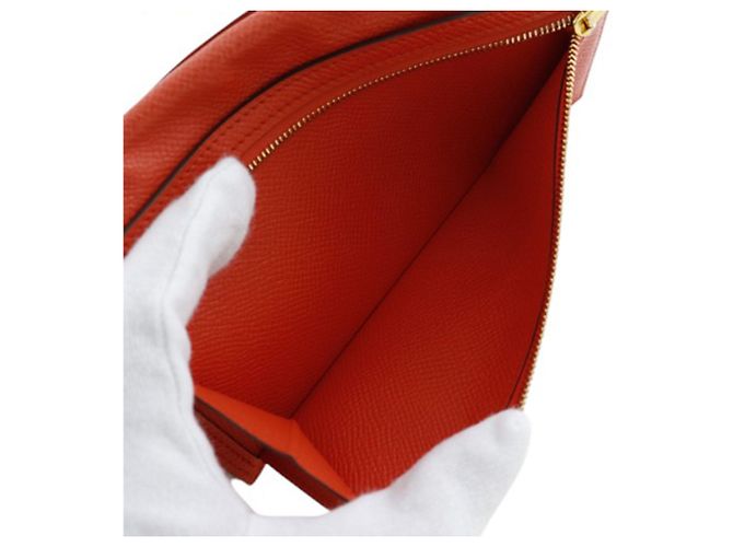 Cartera Hermès Epsom Bearn Soufflet Naranja - vista 8