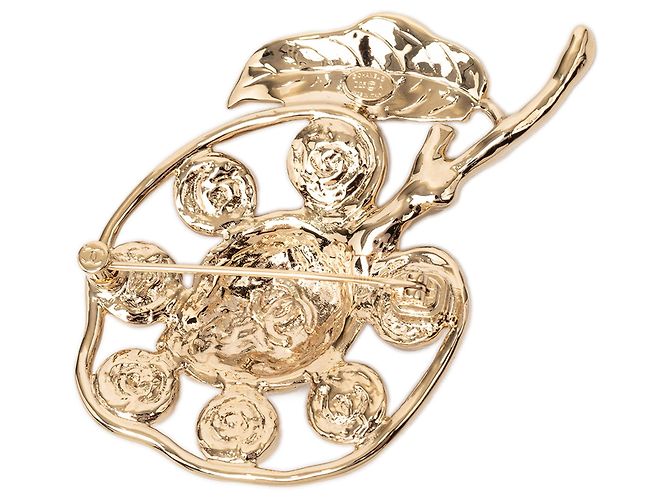 Spilla a perno Chanel Gold Plated CC Strass e Gripoix Fruit in Oro D'oro - vista 2