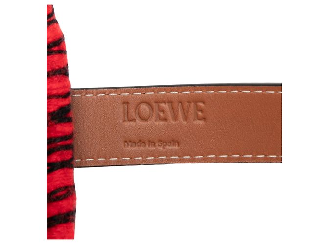 Borsa Tote LOEWE Small Raffia Animal Embroidered Anagram Rosso - vista 5