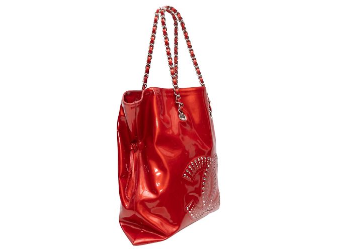 Borsa Tote Bon Bon in vernice rosso Chanel - vista 2