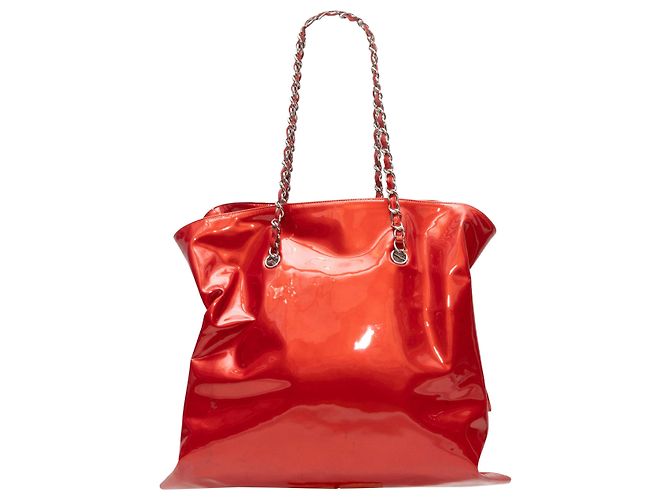 Borsa Tote Bon Bon in vernice rosso Chanel - vista 3