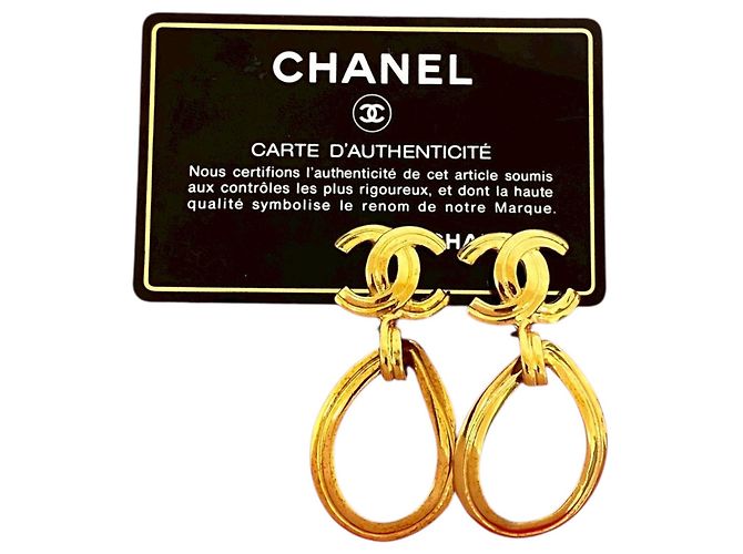 Orecchini a cerchio con clip Chanel CC placcati oro D'oro - vista 7