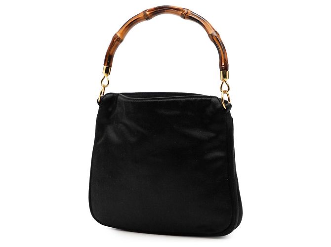Bamboo Borsa satchel in raso nero con bambù Gucci - vista 2